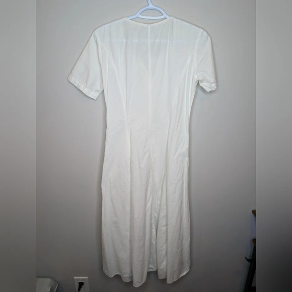 Vintage 90s Styleworks White 100% Cotton Embroidered Detail Button Front Dress 6 - Picture 2 of 10